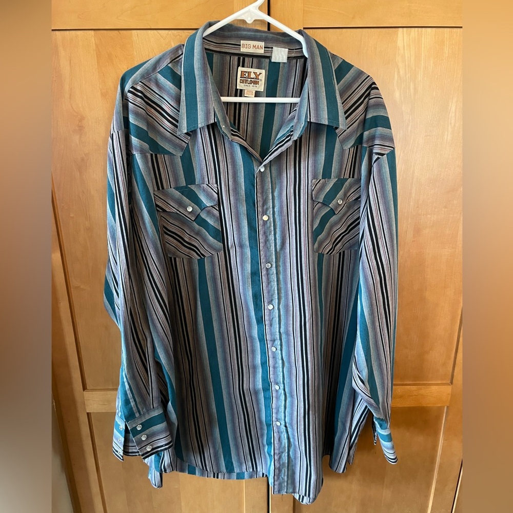 Men’s 4XB Multi-Colored Ely Cattleman Pearl Snap Long Sleeve Shirt